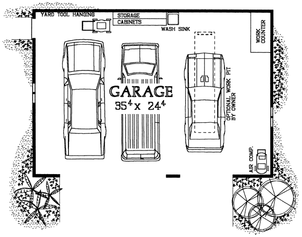 3 Car Garage Plan 99292 Level One