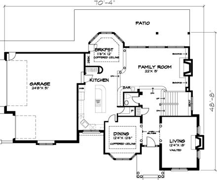 Traditional House Plan 99341 with 3 Beds, 3 Baths, 3 Car Garage First Level Plan