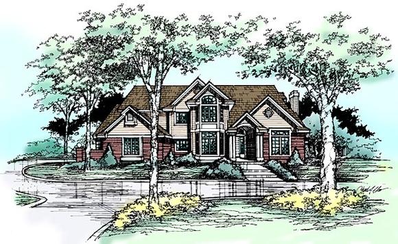 Traditional House Plan 99341 with 3 Beds, 3 Baths, 3 Car Garage Elevation