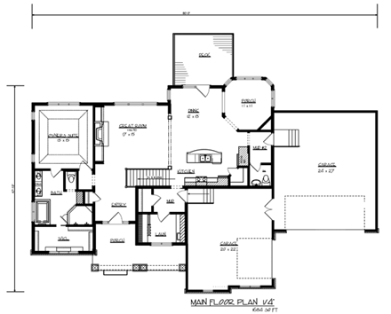 Cottage, Craftsman, Traditional House Plan 99347 with 3 Beds, 3 Baths, 3 Car Garage First Level Plan