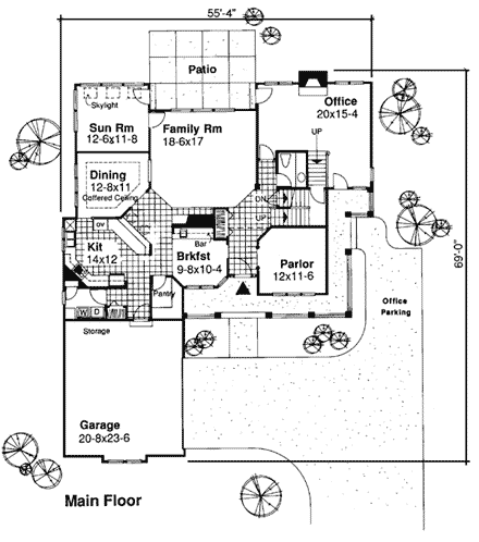 Country House Plan 99348 with 4 Beds, 3 Baths First Level Plan