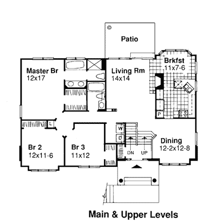 Country, One-Story House Plan 99349 with 3 Beds, 2 Baths First Level Plan