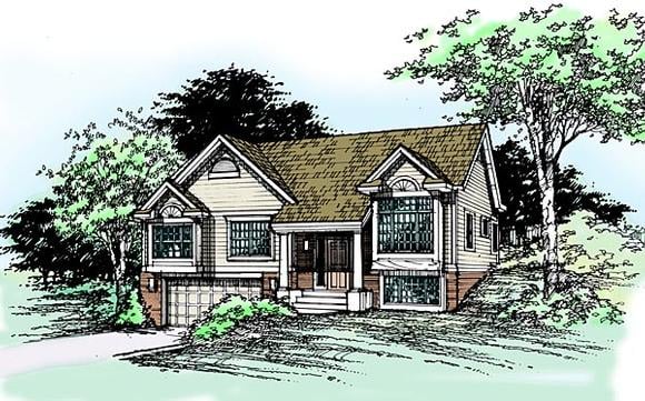 Country, One-Story House Plan 99349 with 3 Beds, 2 Baths Elevation