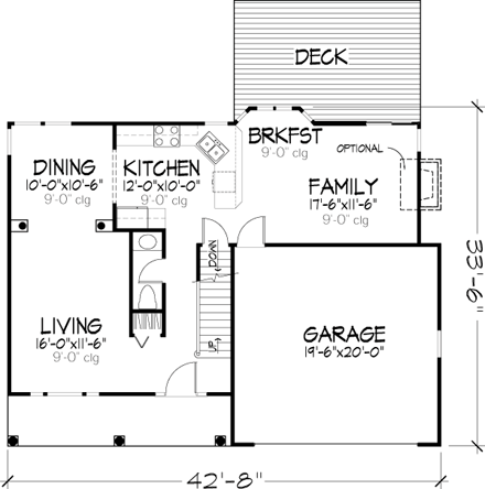 House Plan 99350 with 4 Beds, 3 Baths, 2 Car Garage First Level Plan