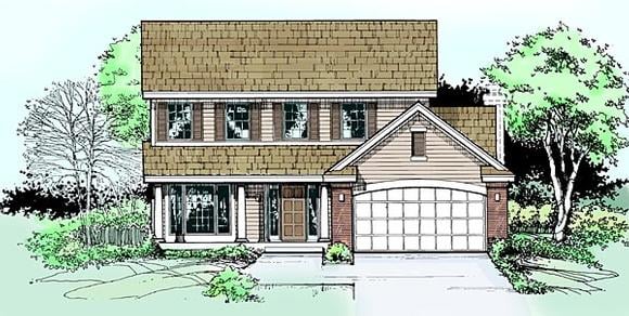House Plan 99350 with 4 Beds, 3 Baths, 2 Car Garage Elevation