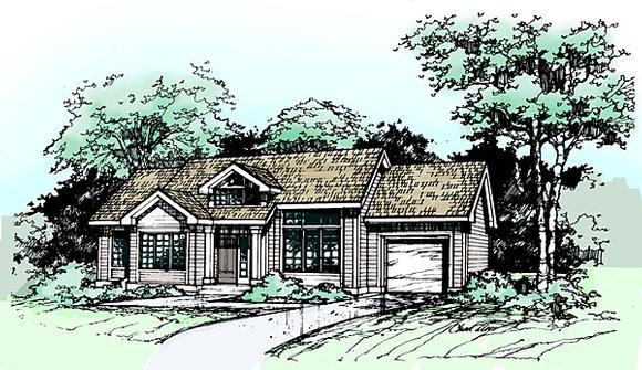 Ranch House Plan 99364 with 3 Beds, 2 Baths, 1 Car Garage Elevation