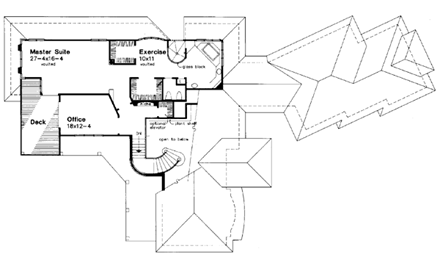 Mediterranean House Plan 99374 with 3 Beds, 3 Baths, 3 Car Garage Second Level Plan