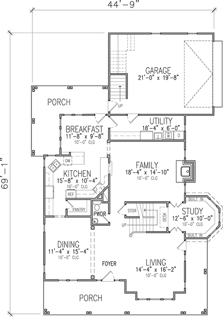 Victorian House Plan 99392 with 4 Beds, 5 Baths, 2 Car Garage First Level Plan