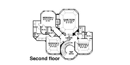 European, Victorian House Plan 99439 with 4 Beds, 4 Baths, 3 Car Garage Second Level Plan