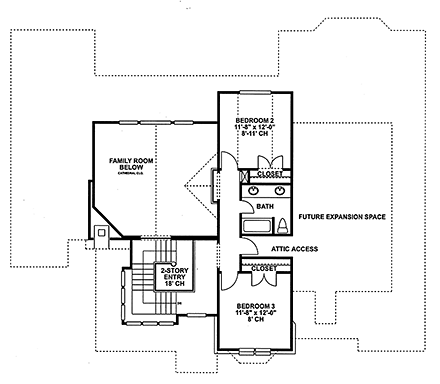 Tudor, Victorian House Plan 99473 with 4 Beds, 4 Baths, 3 Car Garage Second Level Plan