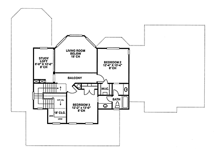Country House Plan 99495 with 3 Beds, 3 Baths, 3 Car Garage Second Level Plan
