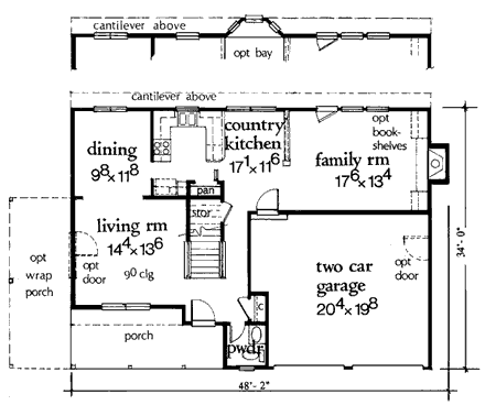 Country, Farmhouse House Plan 99501 with 3 Beds, 3 Baths, 2 Car Garage First Level Plan