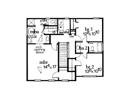 Country, Farmhouse House Plan 99501 with 3 Beds, 3 Baths, 2 Car Garage Second Level Plan