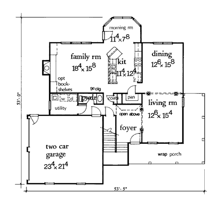 Country, Southern House Plan 99506 with 4 Beds, 3 Baths, 2 Car Garage First Level Plan