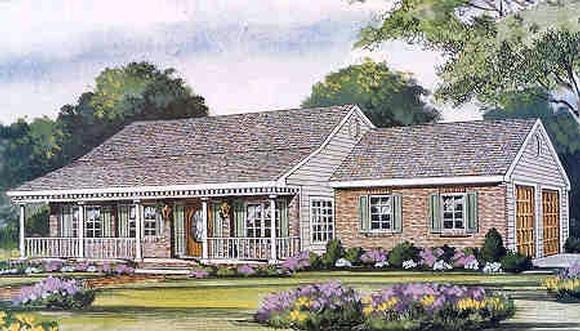 House Plan 99686 - Traditional Style with 1097 Sq Ft, 3 Bed, 2 Ba