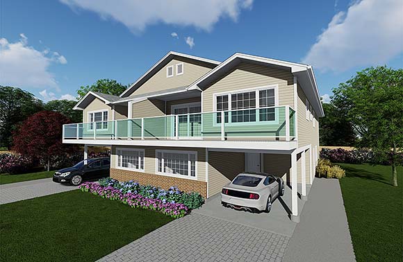 Traditional Multi-Family Plan 99902 with 6 Beds, 4 Baths, 2 Car Garage Elevation