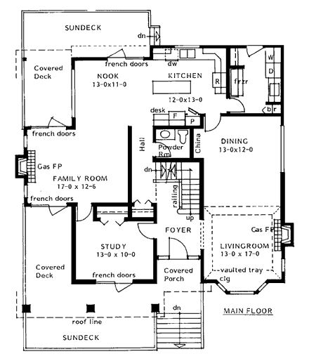 Southwest House Plan 99915 with 5 Beds, 3 Baths, 2 Car Garage First Level Plan