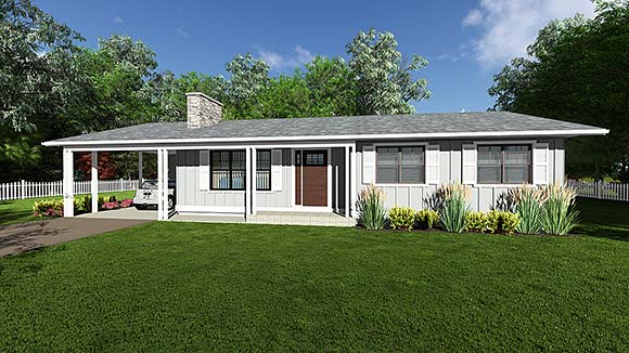 Bungalow, Country, Farmhouse, One-Story, Ranch House Plan 99919 with 3 Beds, 2 Baths, 1 Car Garage Elevation