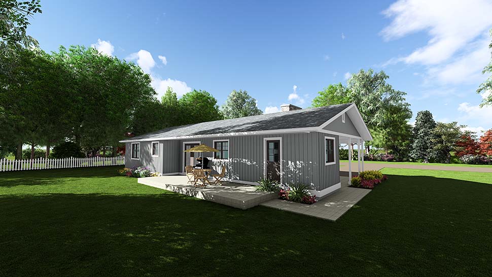 Bungalow, Country, Farmhouse, One-Story, Ranch Plan with 1273 Sq. Ft., 3 Bedrooms, 2 Bathrooms, 1 Car Garage Picture 7