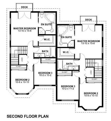 Victorian Multi-Family Plan 99937 with 6 Beds, 6 Baths, 2 Car Garage Second Level Plan