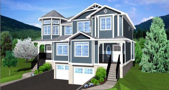 Victorian Multi-Family Plan 99937 with 6 Beds, 6 Baths, 2 Car Garage Elevation