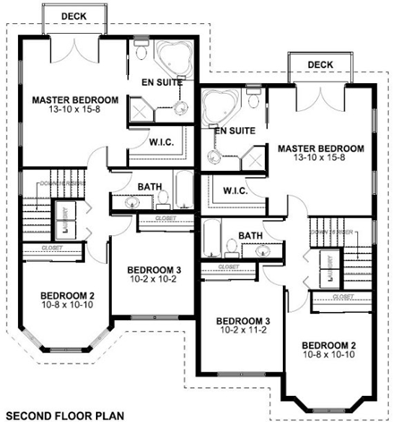 Victorian Multi-Family Plan 99938 with 6 Beds, 6 Baths Second Level Plan