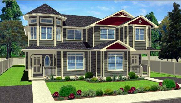 Victorian Multi-Family Plan 99938 with 6 Beds, 6 Baths Elevation