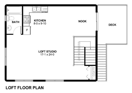 Southwest House Plan 99941 with 1 Beds, 1 Baths, 2 Car Garage Second Level Plan
