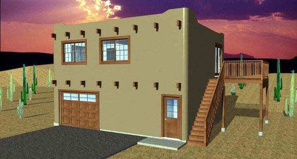 Southwest House Plan 99941 with 1 Beds, 1 Baths, 2 Car Garage Elevation