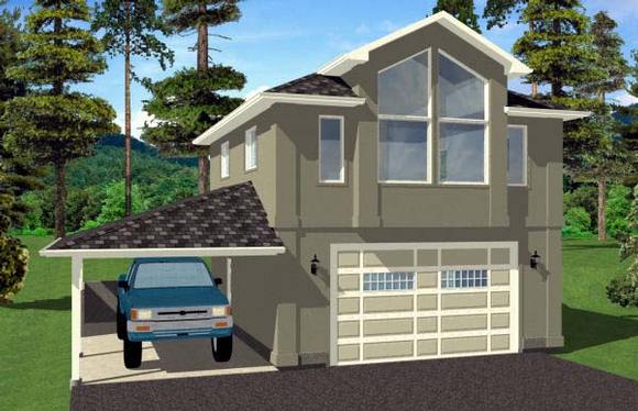 3 Car Garage Apartment Plan 99942 with 1 Beds, 1 Baths Elevation