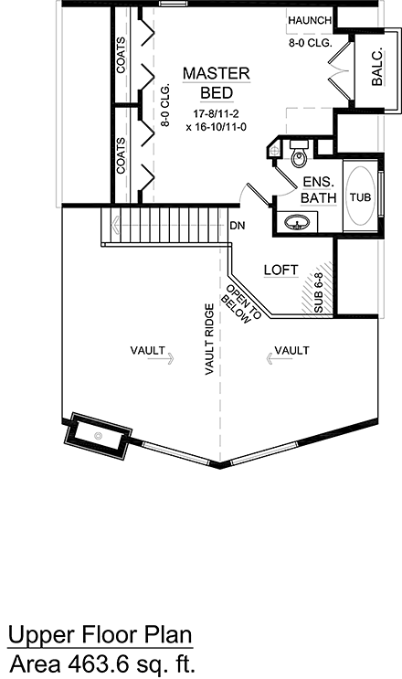 Contemporary House Plan 99943 with 2 Beds, 2 Baths, 2 Car Garage Second Level Plan