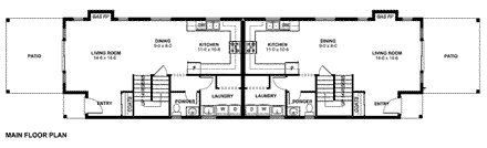 Multi-Family Plan 99952 with 6 Beds, 6 Baths First Level Plan