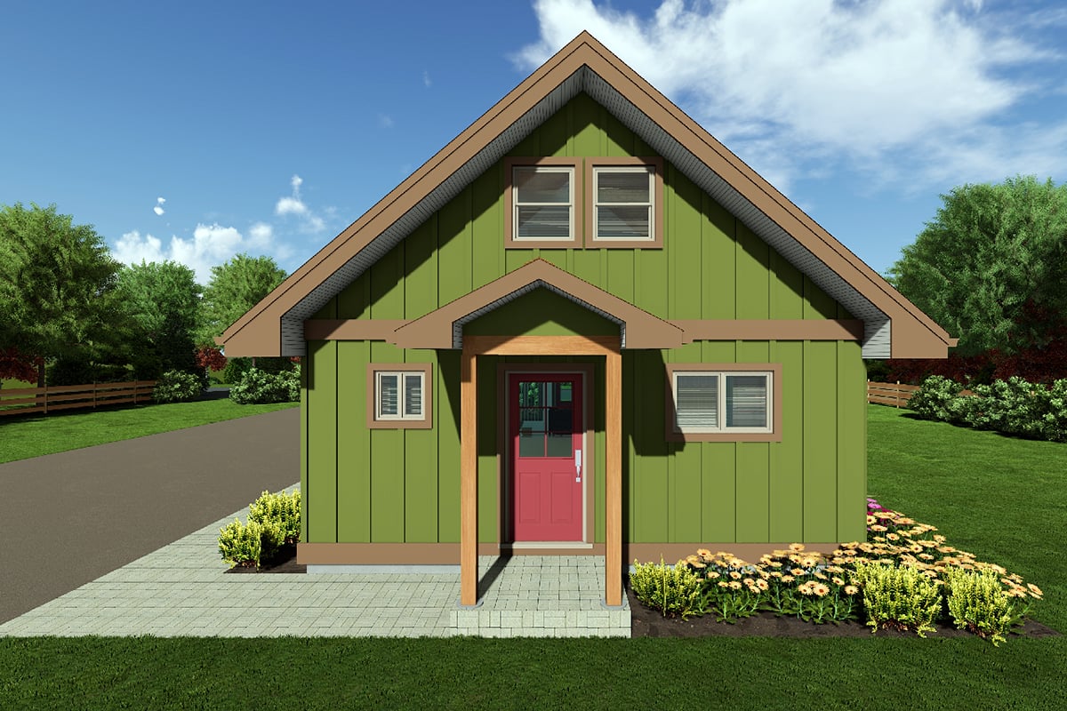 Cabin, Contemporary Plan with 796 Sq. Ft., 2 Bedrooms, 1 Bathrooms Rear Elevation