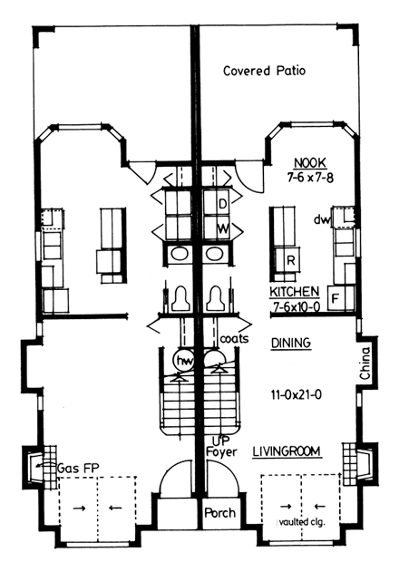 Multi-Family Plan 99954 with 6 Beds, 6 Baths First Level Plan