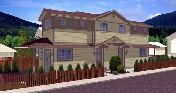 Multi-Family Plan 99956 with 4 Beds, 4 Baths Elevation