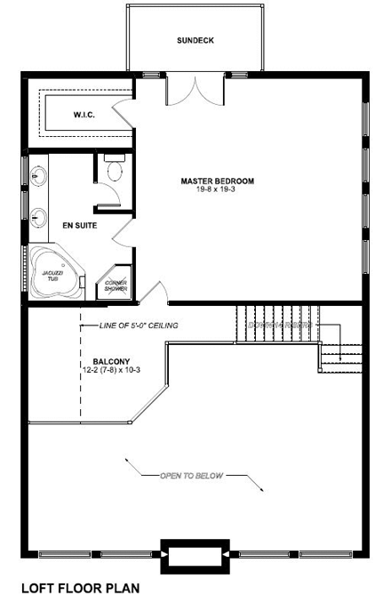 Contemporary, Traditional House Plan 99961 with 3 Beds, 2 Baths Second Level Plan