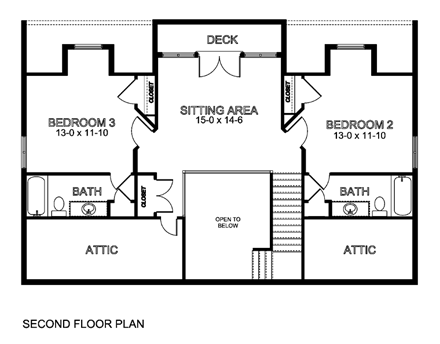 Country House Plan 99964 with 3 Beds, 4 Baths Second Level Plan
