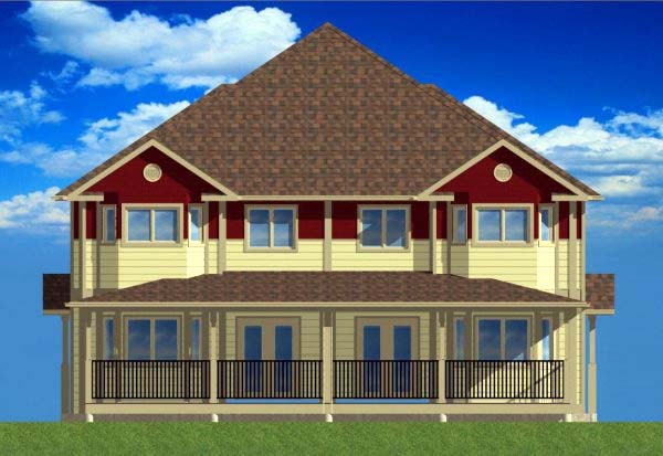Multi-Family Plan 99966 with 12 Beds, 8 Baths Rear Elevation