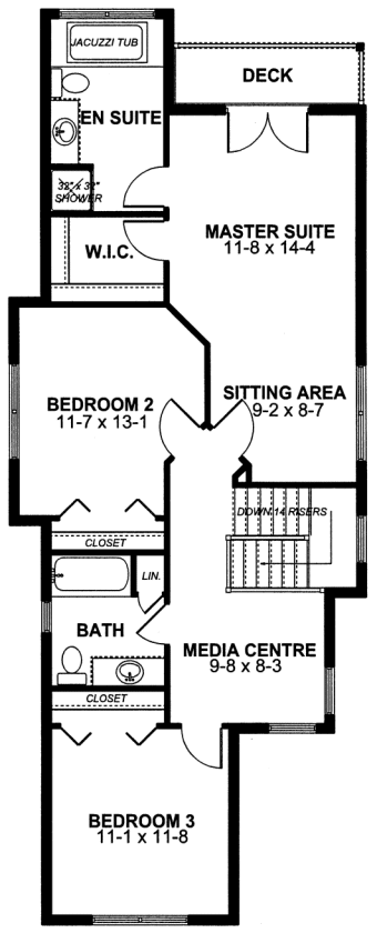Craftsman House Plan 99972 with 3 Beds, 3 Baths, 2 Car Garage Second Level Plan