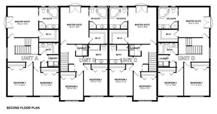 Multi-Family Plan 99973 with 12 Beds, 12 Baths, 8 Car Garage Second Level Plan