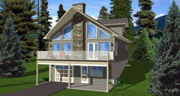 A-Frame House Plan 99975 with 3 Beds, 2 Baths, 1 Car Garage Elevation
