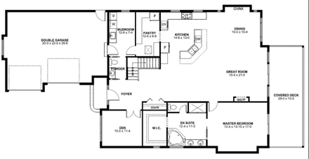 House Plan 99981 with 3 Beds, 4 Baths, 2 Car Garage First Level Plan