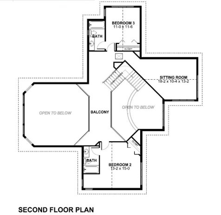 House Plan 99983 with 3 Beds, 4 Baths, 3 Car Garage Second Level Plan