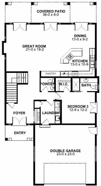 House Plan 99987 with 3 Beds, 4 Baths, 2 Car Garage First Level Plan