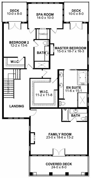House Plan 99987 with 3 Beds, 4 Baths, 2 Car Garage Second Level Plan