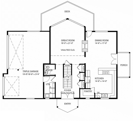 Country House Plan 99994 with 3 Beds, 3 Baths, 3 Car Garage First Level Plan