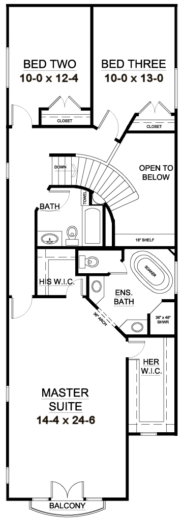 Florida House Plan 99997 with 3 Beds, 3 Baths, 1 Car Garage Second Level Plan